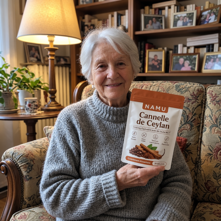 Cliente Namu Botanica avec son sachet de cannelle de Ceylan